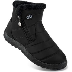 image:imageDUOYANGJIASHA Snow Boots for Women Winter Warm Ankle Booties Waterproof Comfortable Slip On Outdoor Fur Lined Lining Zipper Womens Snow BootsBlack