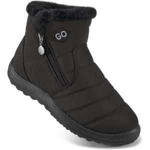 image:imageDUOYANGJIASHA Snow Boots for Women Winter Warm Ankle Booties Waterproof Comfortable Slip On Outdoor Fur Lined Lining Zipper Womens Snow BootsCoffee