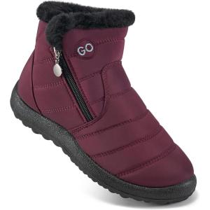 image:imageDUOYANGJIASHA Snow Boots for Women Winter Warm Ankle Booties Waterproof Comfortable Slip On Outdoor Fur Lined Lining Zipper Womens Snow BootsWinered