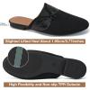 image:imageEcetana Mules for Women Flat Shoes Comfortable Dressy Slip on Slides Round Toe Breathable Backless Loafers Black