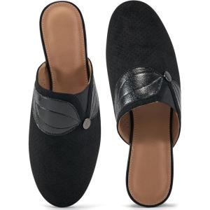 image:imageEcetana Mules for Women Flat Shoes Comfortable Dressy Slip on Slides Round Toe Breathable Backless Loafers Black