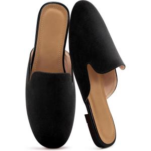 image:imageEcetana Mules for Women Flats Shoes Comfortable Slip On Casual Work Slides Round Toe Backless LoafersBlack