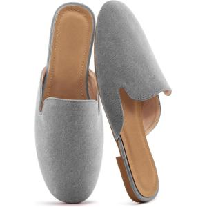 image:imageEcetana Mules for Women Flats Shoes Comfortable Slip On Casual Work Slides Round Toe Backless LoafersGrey