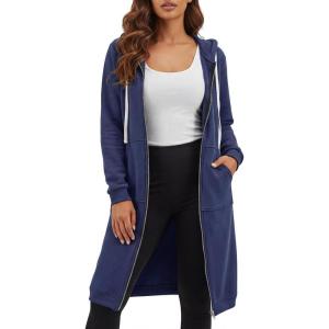 image:imageDUOYANGJIASHA Womens Hoodies Zip Up Sweatshirts Oversized 2026 Fashion Long Hooded Fall Winter Fleece Jackets with PocketsBlue
