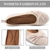 image:imageEcetana Womens Ballet Flats Shoes Dressy Round Toe Bowknot Slip Ons Comfortable Suede Foldable Loafers for Casual Work BusinessBeige
