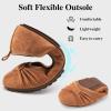 image:imageEcetana Womens Ballet Flats Shoes Dressy Round Toe Bowknot Slip Ons Comfortable Suede Foldable Loafers for Casual Work BusinessBrown