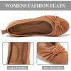 image:imageEcetana Womens Ballet Flats Shoes Dressy Round Toe Bowknot Slip Ons Comfortable Suede Foldable Loafers for Casual Work BusinessBrown