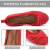 image:imageEcetana Womens Ballet Flats Shoes Dressy Round Toe Bowknot Slip Ons Comfortable Suede Foldable Loafers for Casual Work BusinessRed