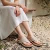 image:imageEcetana Womens Dressy Wedge Sandals Comfortable Summer Flip Flops Massaging Footbed Platform Thong Sandals for Casual WalkingBeige