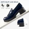 image:imageEcetana Womens Loafers Platform Chunky Penny Lug Sole Comfort Slip on Casual Fashion Business Work ShoesDark Blue