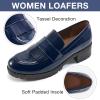image:imageEcetana Womens Loafers Platform Chunky Penny Lug Sole Comfort Slip on Casual Fashion Business Work ShoesDark Blue