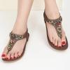 image:imageEcetana Womens Sandals Dressy Flat Comfortable Casual Summer Thong Sandals with Ankle Elastic Beaded Bohemian Flats Slip On 9 Coffee