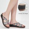 image:imageEcetana Womens Sandals Wedge Slides Dressy Summer Rhinestone Beaded Bohemian Platform Comfortable Casual ShoesBlack