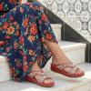 image:imageEcetana Womens Sandals Wedge Slides Dressy Summer Rhinestone Beaded Bohemian Platform Comfortable Casual ShoesRed