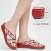 image:imageEcetana Womens Sandals Wedge Slides Dressy Summer Rhinestone Beaded Bohemian Platform Comfortable Casual ShoesRed
