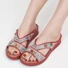 image:imageEcetana Womens Sandals Wedge Slides Dressy Summer Rhinestone Beaded Bohemian Platform Comfortable Casual ShoesRed