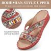 image:imageEcetana Womens Sandals Wedge Slides Dressy Summer Rhinestone Beaded Bohemian Platform Comfortable Casual ShoesRed