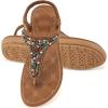 image:imageEcetana Womens Flats Sandals Dressy Comfortable Beach Summer Sandals 2026 Bohemian Strappy Walking Casual ShoesBrown