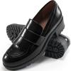 image:imageEcetana Womens Loafers Platform Chunky Penny Lug Sole Comfort Slip on Casual Fashion Business Work ShoesBlack
