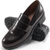 image:imageEcetana Womens Loafers Platform Chunky Penny Lug Sole Comfort Slip on Casual Fashion Business Work ShoesCoffee