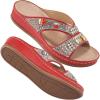 image:imageEcetana Womens Sandals Wedge Slides Dressy Summer Rhinestone Beaded Bohemian Platform Comfortable Casual ShoesRed