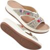 image:imageEcetana Womens Sandals Wedge Slides Dressy Summer Rhinestone Beaded Bohemian Platform Comfortable Casual ShoesWhite