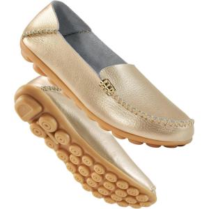 image:imageDUOYANGJIASHA Womens Comfortable Loafers Casual Round Toe Moccasins Wild Driving Flats Soft Walking Shoes Women Slip OnGold