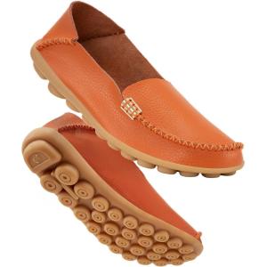 image:imageDUOYANGJIASHA Womens Comfortable Loafers Casual Round Toe Moccasins Wild Driving Flats Soft Walking Shoes Women Slip OnOrange