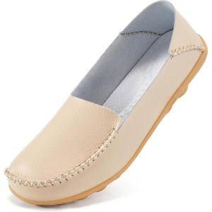 image:imageEcetana Loafers for Women Penny Shoes Comfortable Slip On Casual Womens Loafers Fashion Moccasins Lightweight Round Toe Driving Flats Boat ShoesBeige