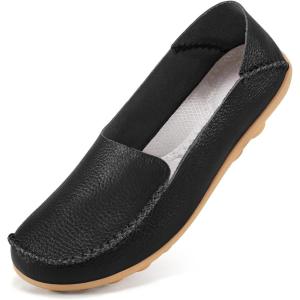 image:imageEcetana Loafers for Women Penny Shoes Comfortable Slip On Casual Womens Loafers Fashion Moccasins Lightweight Round Toe Driving Flats Boat ShoesBlack