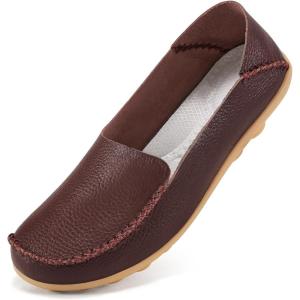 image:imageEcetana Loafers for Women Penny Shoes Comfortable Slip On Casual Womens Loafers Fashion Moccasins Lightweight Round Toe Driving Flats Boat ShoesCoffee