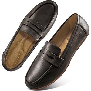 image:imageEcetana Women Loafers Comfortable Shoes Casual Slip on Penny Moccasins Flats for Walking Driving BusinessCoffee