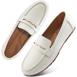 image:imageEcetana Women Loafers Comfortable Shoes Casual Slip on Penny Moccasins Flats for Walking Driving BusinessWhite