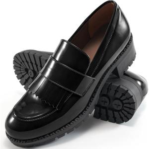 image:imageEcetana Womens Loafers Platform Chunky Penny Lug Sole Comfort Slip on Casual Fashion Business Work ShoesBlack
