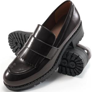 image:imageEcetana Womens Loafers Platform Chunky Penny Lug Sole Comfort Slip on Casual Fashion Business Work ShoesCoffee