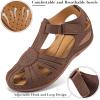 image:imageDUOYANGJIASHA Womens Closed Toe Sandals Dressy Summer 2026 Fisherman Flat Sandals Ankle Strap Comfortable Causal Wedge ShoesBrown