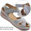 image:imageDUOYANGJIASHA Womens Closed Toe Sandals Dressy Summer 2026 Fisherman Flat Sandals Ankle Strap Comfortable Causal Wedge ShoesGrey