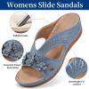 image:imageEcetana Sandals for Women Wedge Shoes Slip On Dressy Summer Comfortable Slides Sandals 2026 Casual Memory Foam Platform ShoesBlue