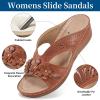 image:imageEcetana Sandals for Women Wedge Shoes Slip On Dressy Summer Comfortable Slides Sandals 2026 Casual Memory Foam Platform ShoesBrown