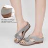image:imageEcetana Sandals for Women Wedge Shoes Slip On Dressy Summer Comfortable Slides Sandals 2026 Casual Memory Foam Platform ShoesGrey