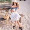 image:imageEcetana Sandals for Women Wedge Slides Dressy Summer Comfortable Memory Foam Slip on Casual Platform ShoesBlack
