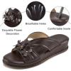 image:imageEcetana Sandals for Women Wedge Slides Dressy Summer Comfortable Memory Foam Slip on Casual Platform ShoesCoffee