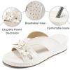 image:imageEcetana Sandals for Women Wedge Slides Dressy Summer Comfortable Memory Foam Slip on Casual Platform ShoesWhite