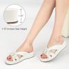 image:imageEcetana Sandals for Women Wedge Slides Dressy Summer Comfortable Memory Foam Slip on Casual Platform ShoesWhite