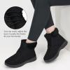 image:imageEcetana Winter Boots for Women Snow Warm Fur Lined Waterproof Ankle Booties Lace Up Non Slip Flat Comfortable Womens ShoesBlack