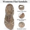image:imageEcetana Womens Flats Sandals Dressy Summer Boho Comfortable Casual Ankle Strap Non Slip Rhinestone ShoesBeige