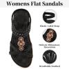 image:imageEcetana Womens Flats Sandals Dressy Summer Boho Comfortable Casual Ankle Strap Non Slip Rhinestone ShoesBlack