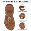 image:imageEcetana Womens Flats Sandals Dressy Summer Boho Comfortable Casual Ankle Strap Non Slip Rhinestone ShoesBrown