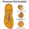 image:imageEcetana Womens Flats Sandals Dressy Summer Boho Comfortable Casual Ankle Strap Non Slip Rhinestone ShoesYellow