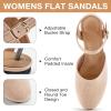 image:imageEcetana Womens Flats Sandals Dressy Summer Comfortable Casual Fashion Round Toe Slingback Shoes with Buckle Ankle Strap